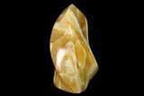 Polished, Brown Calcite Flame - Madagascar #149636-1